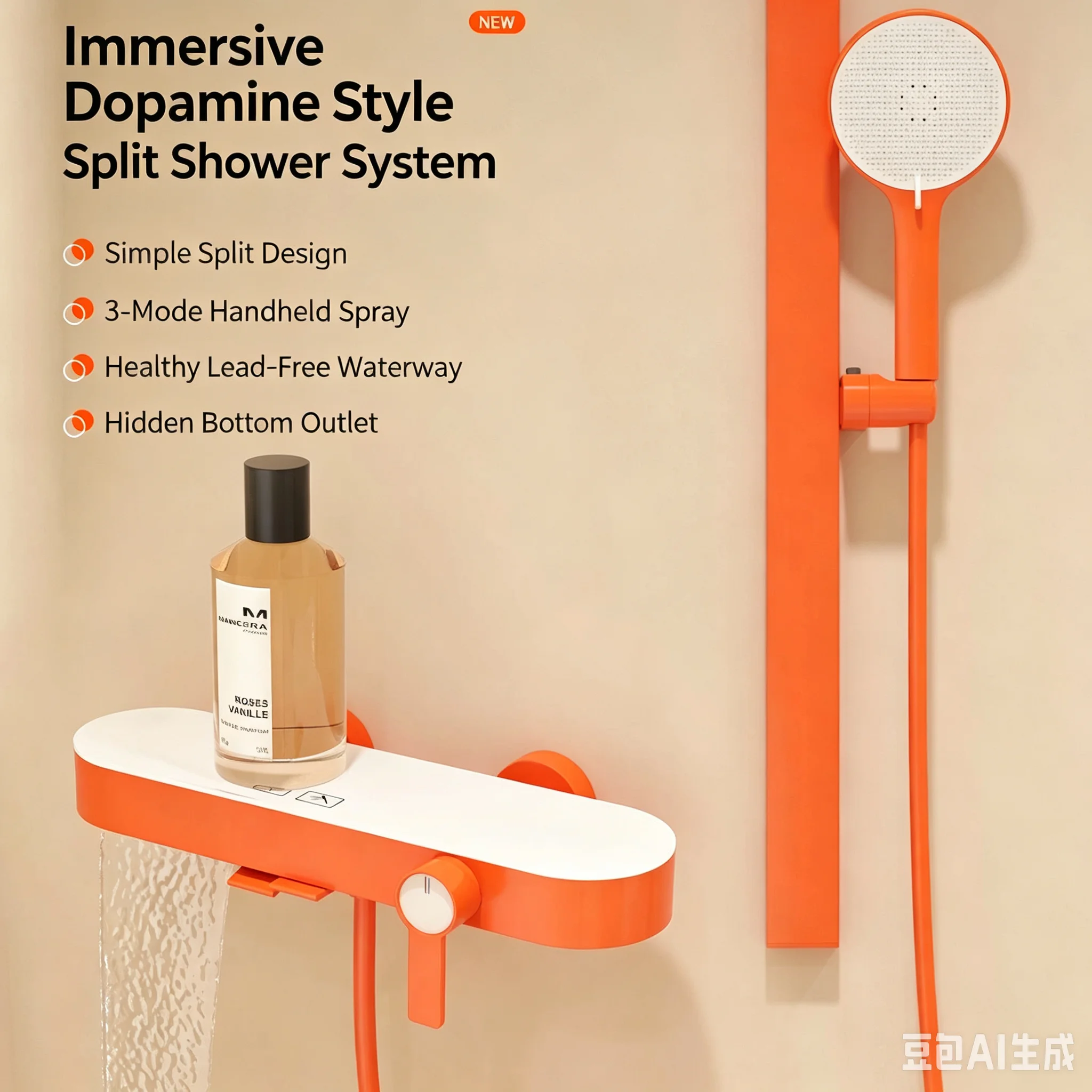 Variou colors Shower Set with Lifting Bar Bathtub Shower Faucet Bathroom Shower Mixer Tap With Lifting Rod 3-function HandShowe view 5