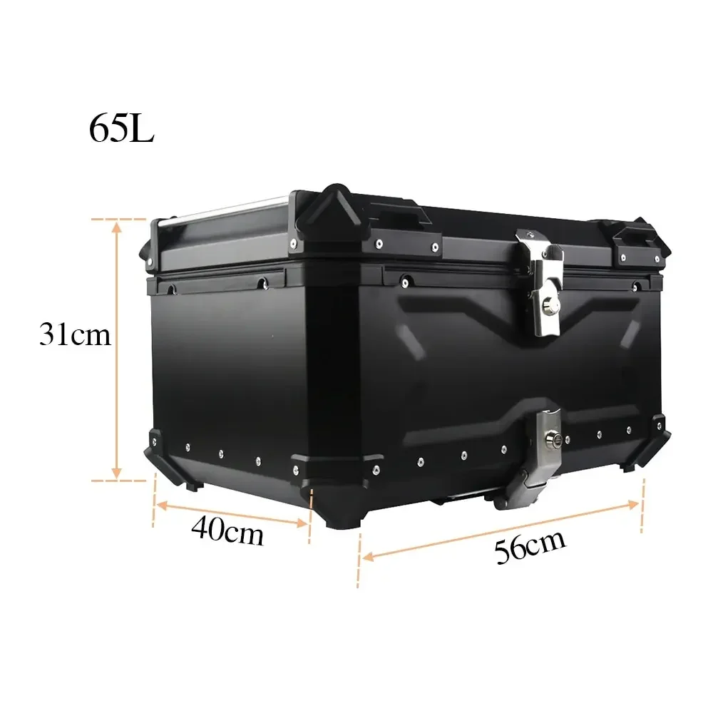 

65L Universal Motorcycle Rear Top Luggage Case Aluminum Alloy Storage Tail Box Waterproof Trunk Lock Toolbox Carrier Product Box