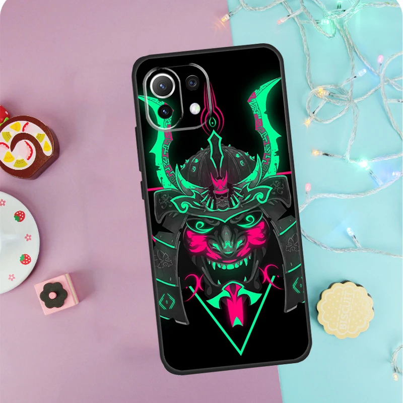 Japanese Samurai Oni Mask Case For POCO X5 X3 F5 Pro M5 F3 F4 X4 GT Cover For Xiaomi 13 Ultra 11T 12T Pro 12 Lite