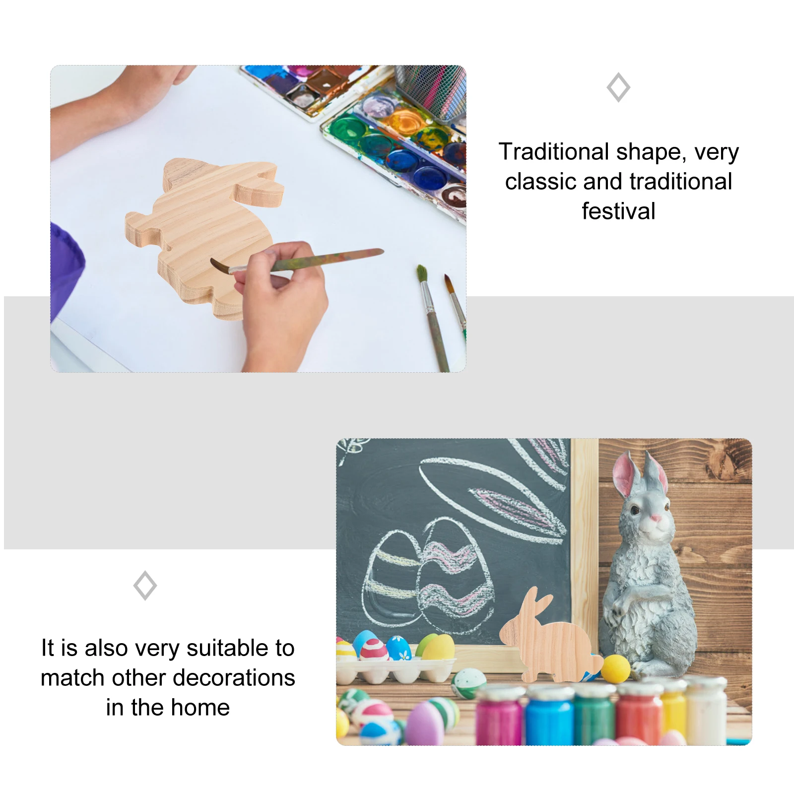 

Wooden Rabbit nament Easter Decoration Lovely Bunny Crafts Small Wood Rabbit Decor Unfinished Cutouts Home Office