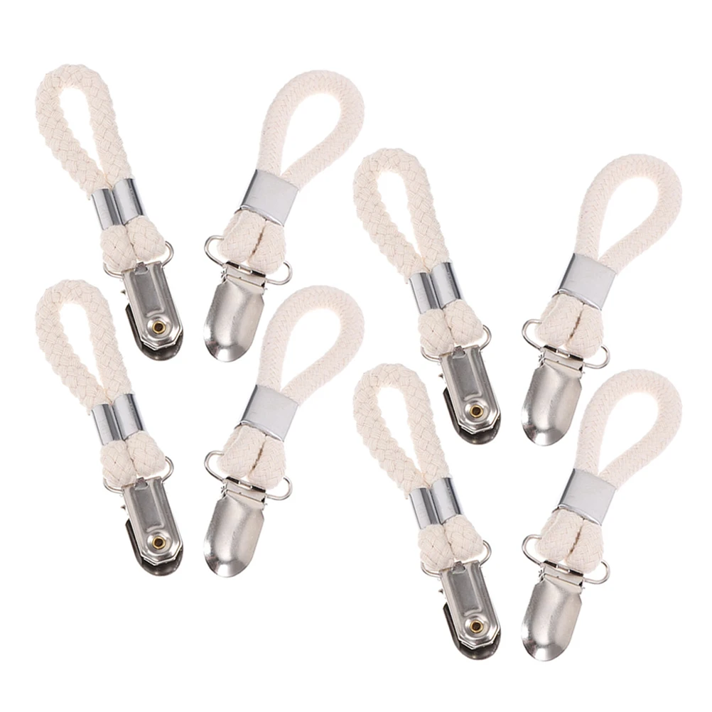 

8pcs Bath Towel Clips Cotton Rope Hangers Kitchen Handmade Hanging Metal Bathroom Hooks Storage Accessories Tea Dish Rack