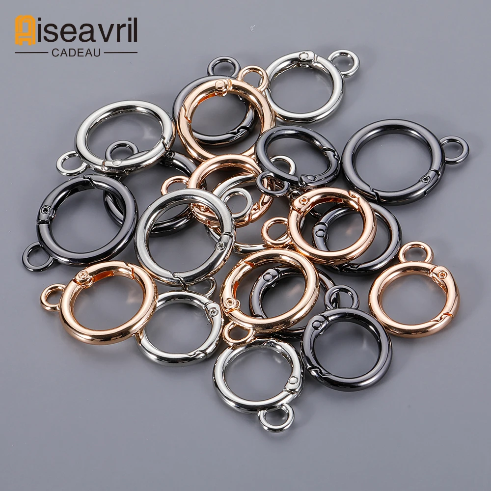 5pcs Spring Buckle Double O Ring Openable Bag Strap Buckles Luggage Pendant Connect Keyring Dog Chain Snap Clasp Clip Carabiner