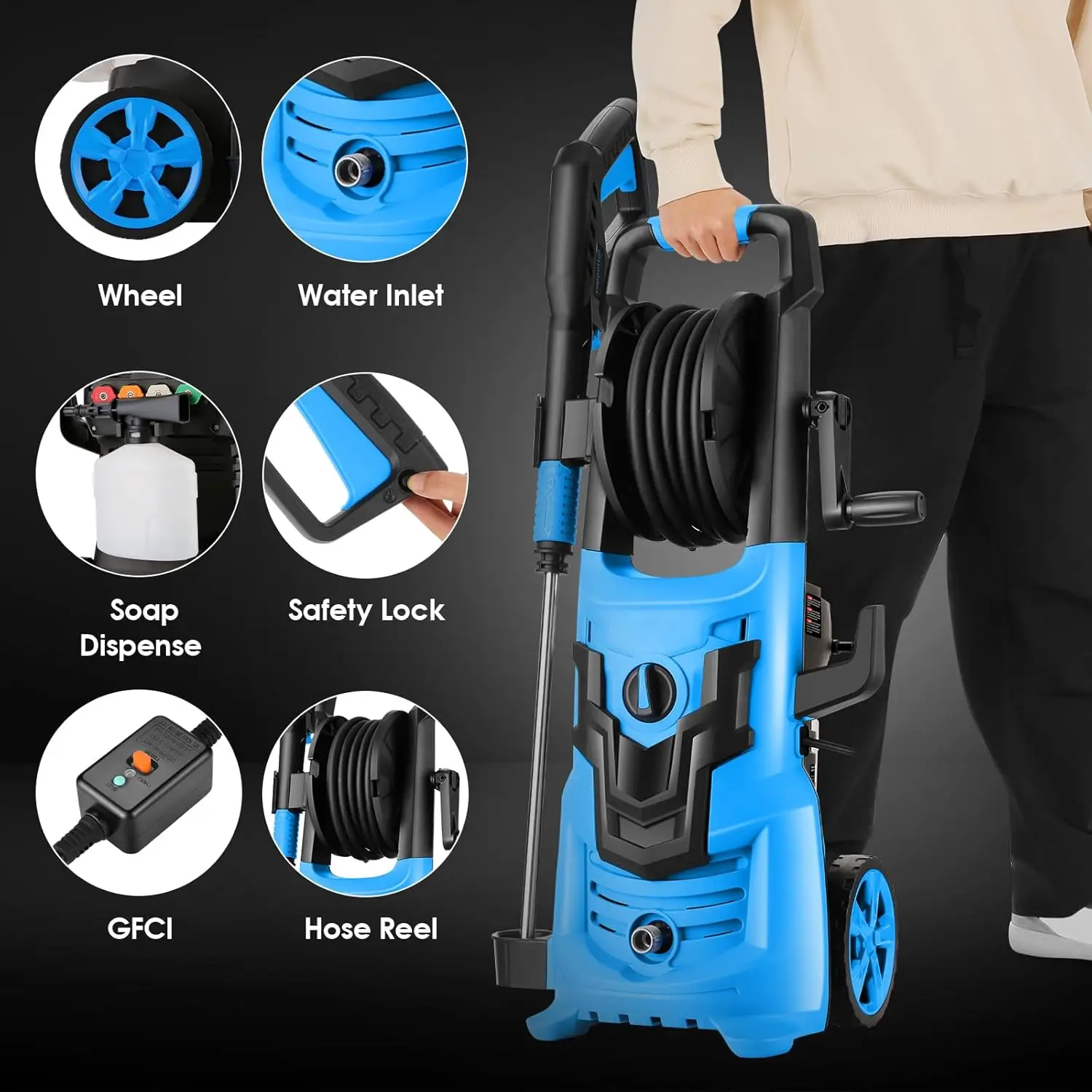 4000PSI Electric Pressure Washer,2024 Newest 4.0GPM Power Washer, 1/4” QC Steel Wand, 4 Nozzles and 33FT  Extension Pressure