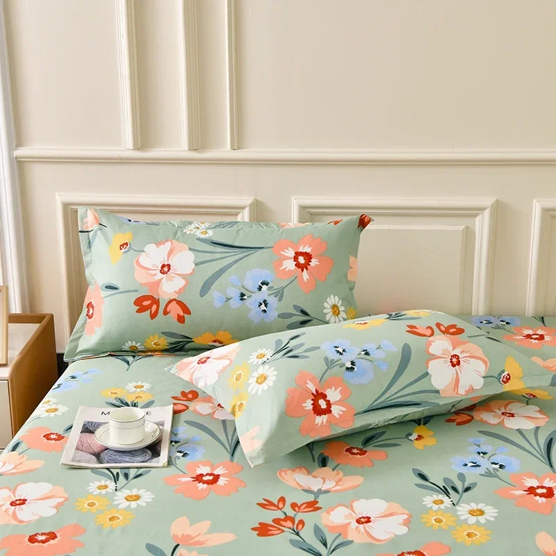 Fitted Sheet Set Floral Style Bed Cover Pillowcase постельное бельё набор Home Elastic Bedsheet Skin-friendly Bed Linen