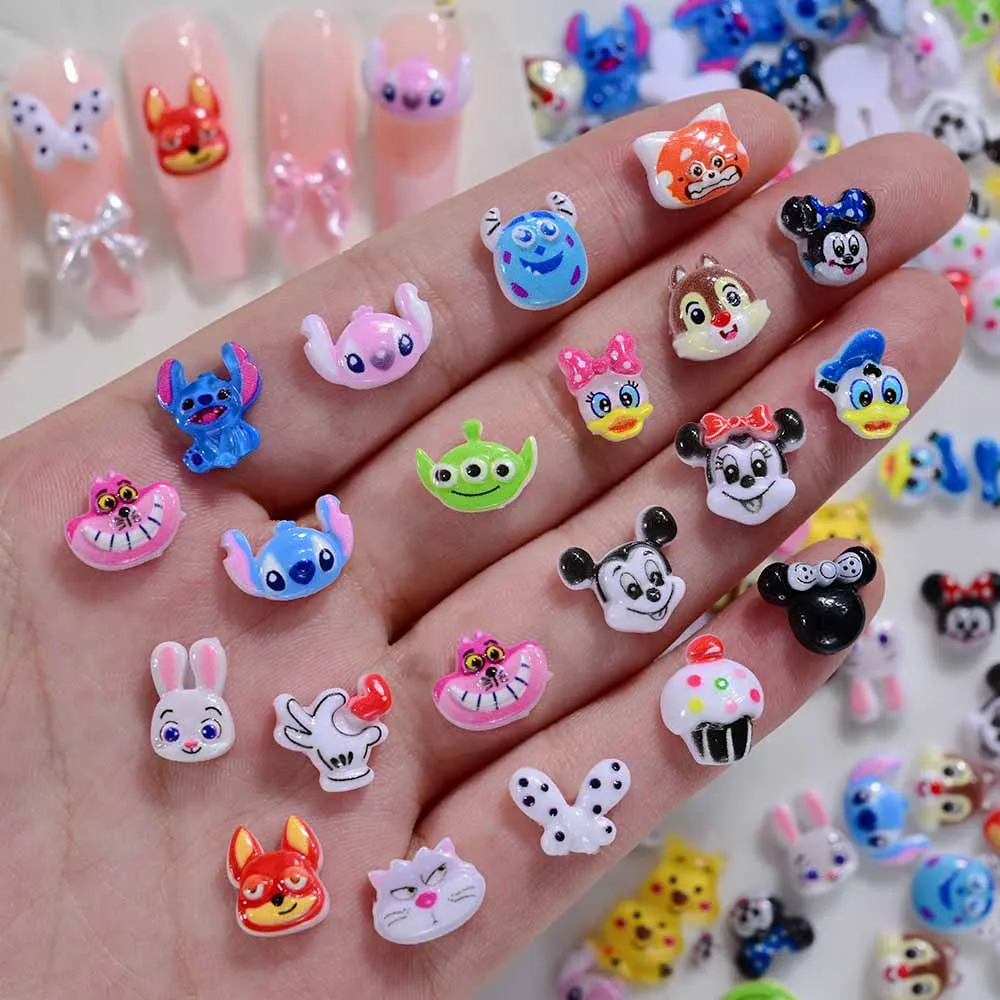 120 Uds. De dijes 3D de punto mixto para decoración de uñas de Ángel, piezas de uñas de monstruo alienígena Sullivan bonitas para decoración de manicura de personaje de Anime para niña