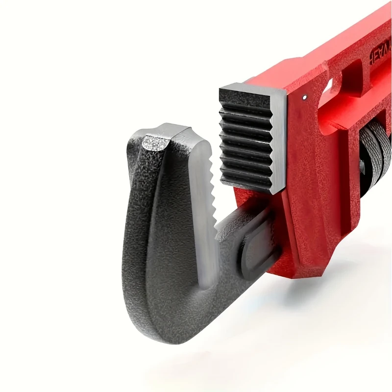 12inch / 8inch Heavy Duty Straight Pipe Wrench, Adjustable Aluminum Plumber Wrench with Floating Hook Jaw and I-Beam Handle, Red