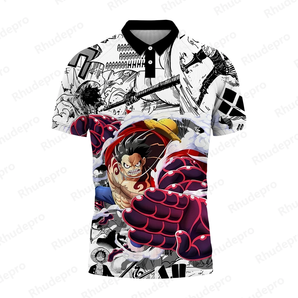 One Piece Men's polo shirt Tops Monkey D Luffy Streetwear Harajuku Style Gift Short Sleeve Cosplay Anime Clothes Fashion 5XL