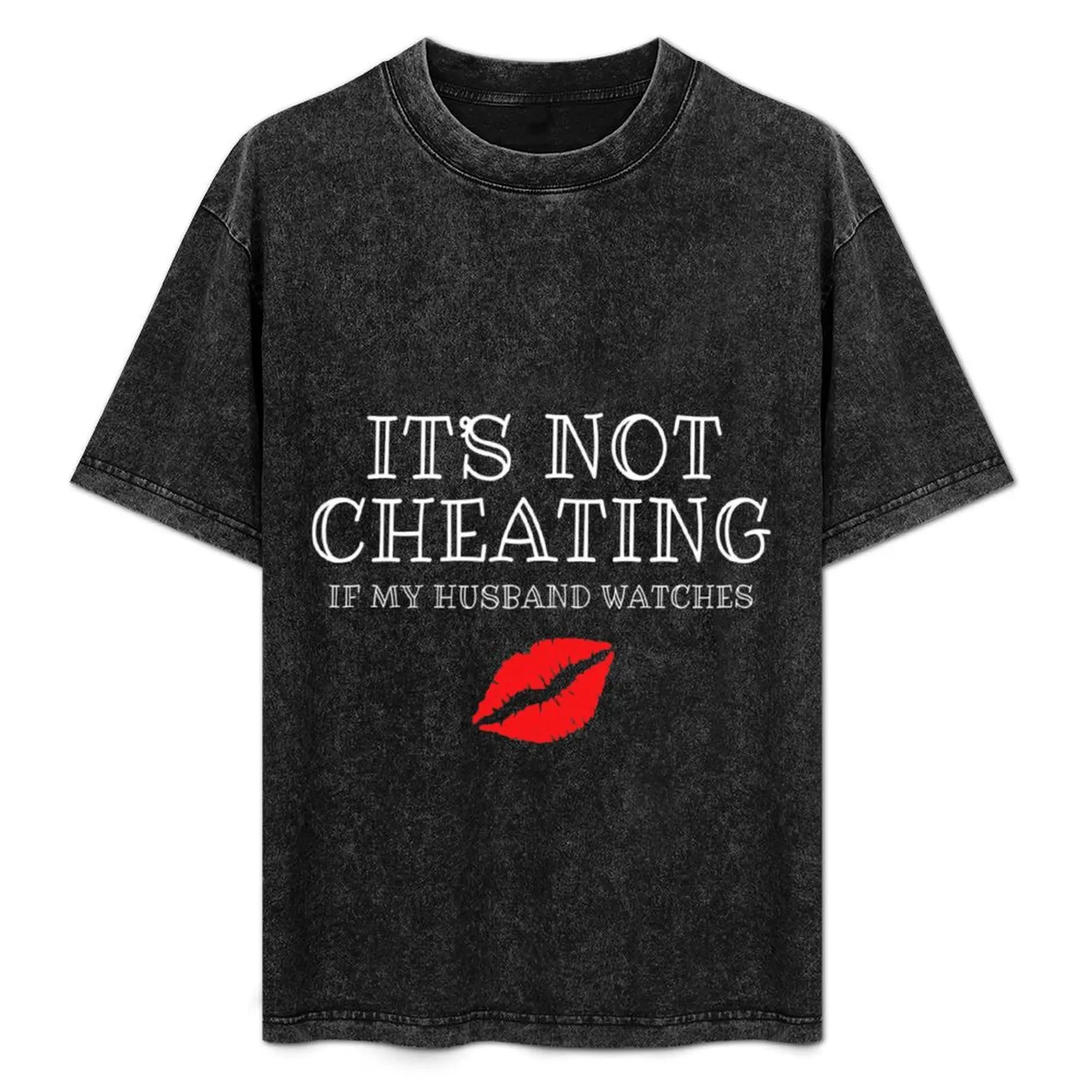 

Womens Its Not Cheating if My Husband Watches Funny Swinger T-Shirt Fashion Letter Print T-Shirt