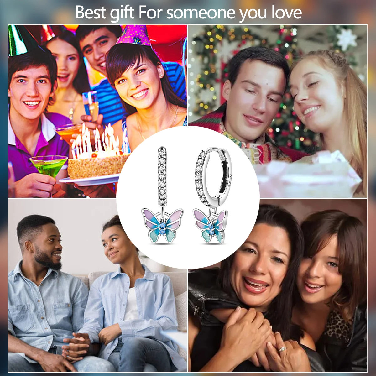 أقراط فراشة زيتية من الفضة عيار 925، هدايا للسيدات، مجوهرات الخطوبة، وهدايا تذكارية