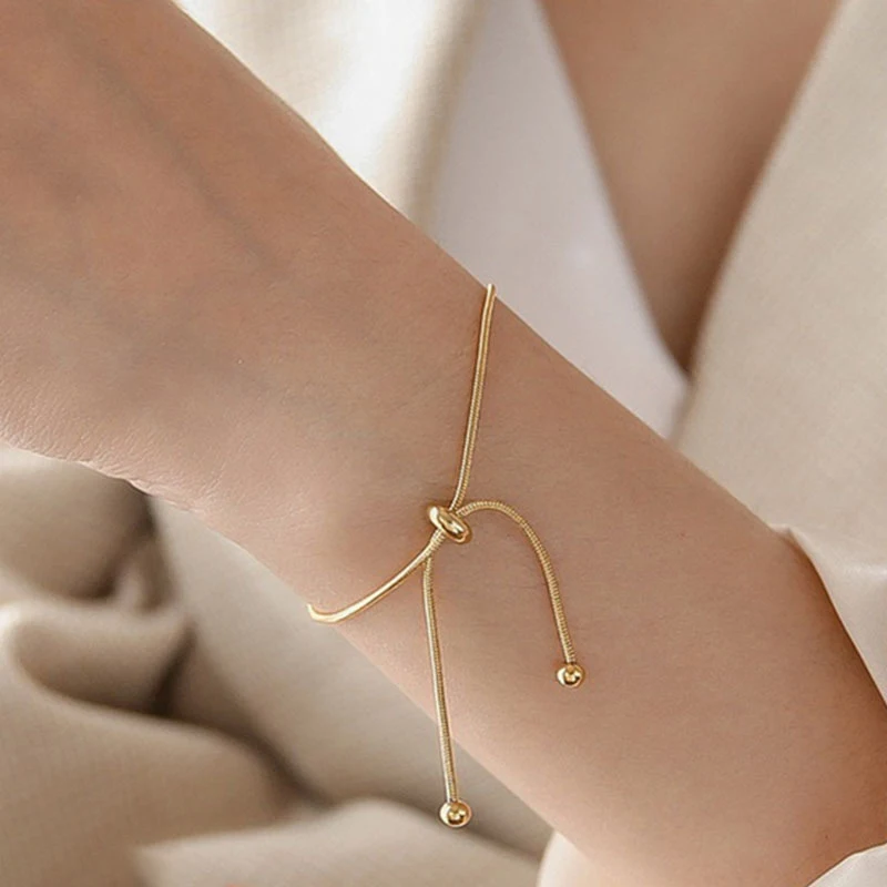 Simple Trendy Snake Bone Pull-up Adjustable Necklace Bracelet Anklet For Women Girls Fashion Long Tassel Chain Necklace Gifts