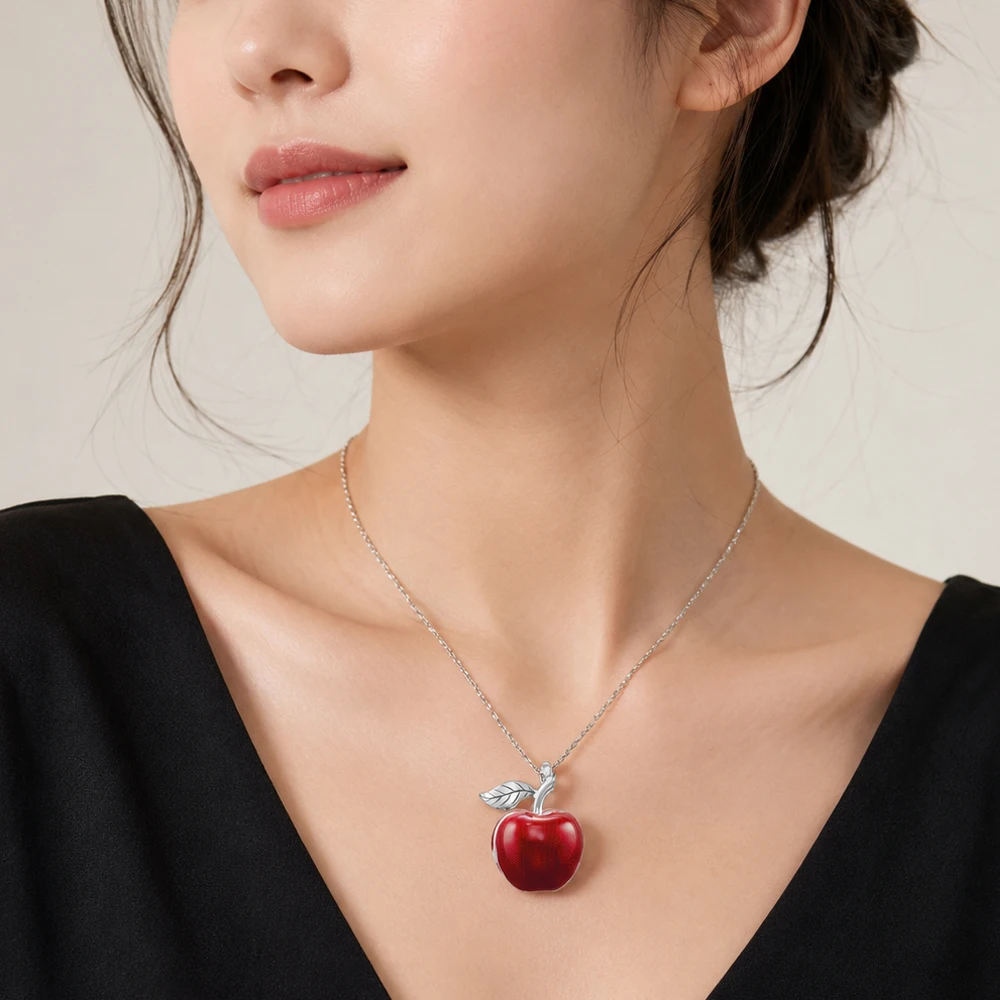 Wisiorek Big Red Apple Locket Brand New Fashion Jewelry Europe 925 Sterling Silver Akcesoria Prezent dla kobiet — zdjęcie 3