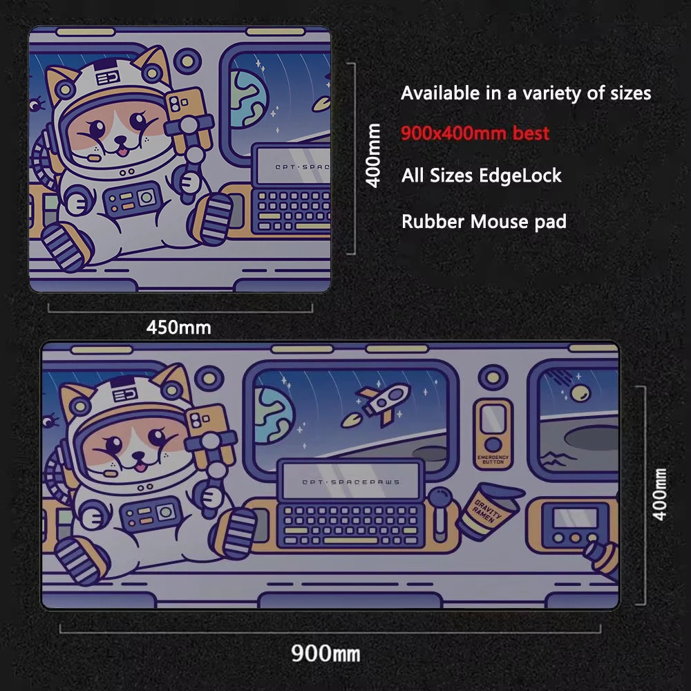 Gmk Kawaii Space Dog Mouse Pad 90x40cm Company Anime Mouse Mat Gamer Mechanical Keyboard Desk Pad Large MousePads Personalized