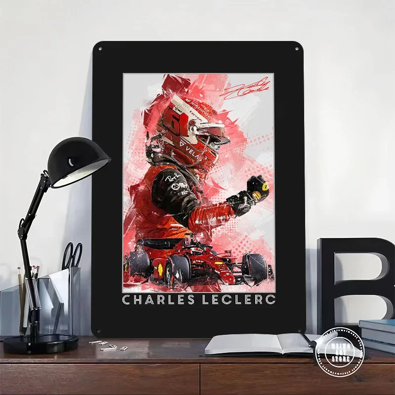 Charles Leclerc Personalized 3D Textured Metal Poster Wall Art Tinplate Sign for Home Decoration Garage Decorations Decor Room