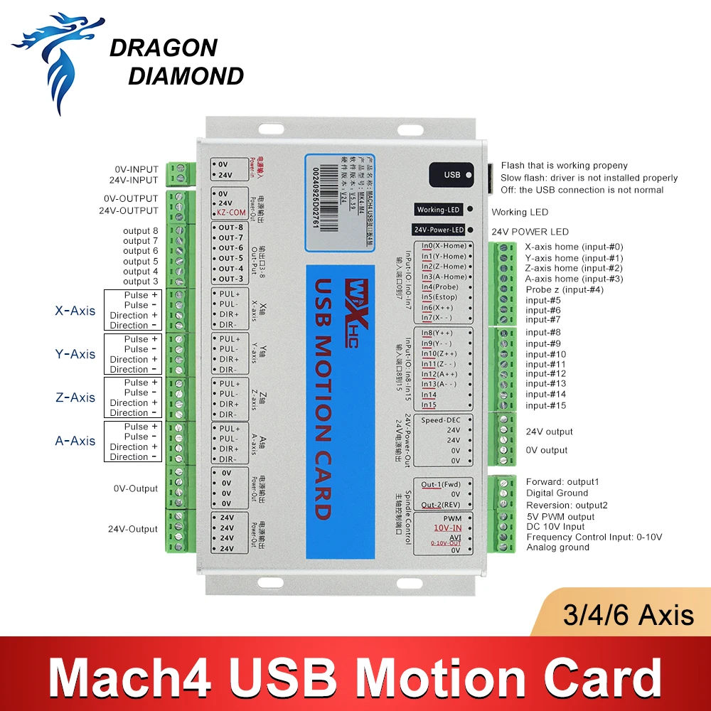 1PC XHC Mach4 USB Breakout Board 3 4 6 Axis USB Motion Control Card CNC Controller For CNC Engraving And Cutting Machine view 5