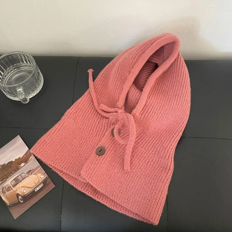 R1WE قبعة هوديي متماسكة للطلاب البالغين البالغين الشتاء بالاكلافا الرقبة حماية قبعة مع الحجم القابل للتعديل دافئ ركوب الدراجات #3