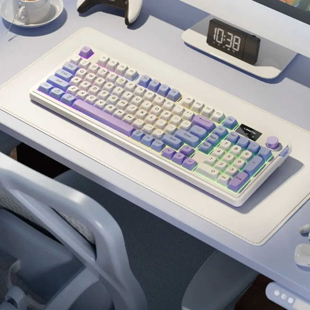 ABS trois modes clavier mécanique sans fil 2.4g filaire trois modes 2.4G Bluetooth clavier filaire émettant de la lumière Bluetooth