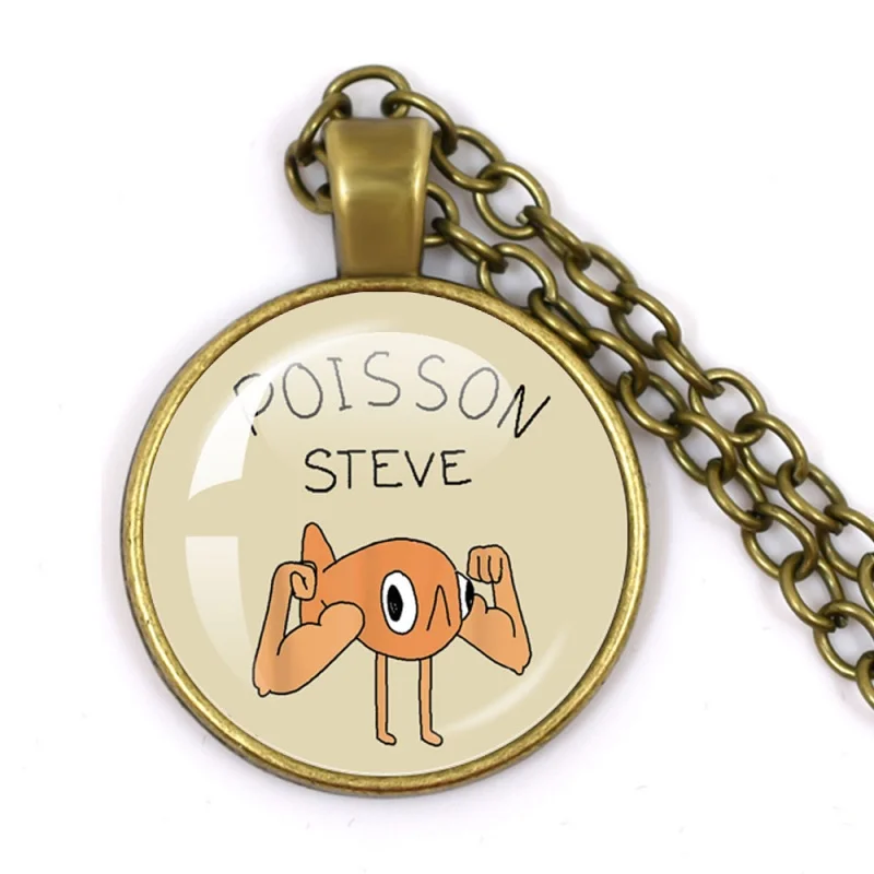 New Style Le Poisson Steve Round Necklace Glass I Love Le Poisson Steve Pendant Charms The French Fish Nacklace Jewelry Gift