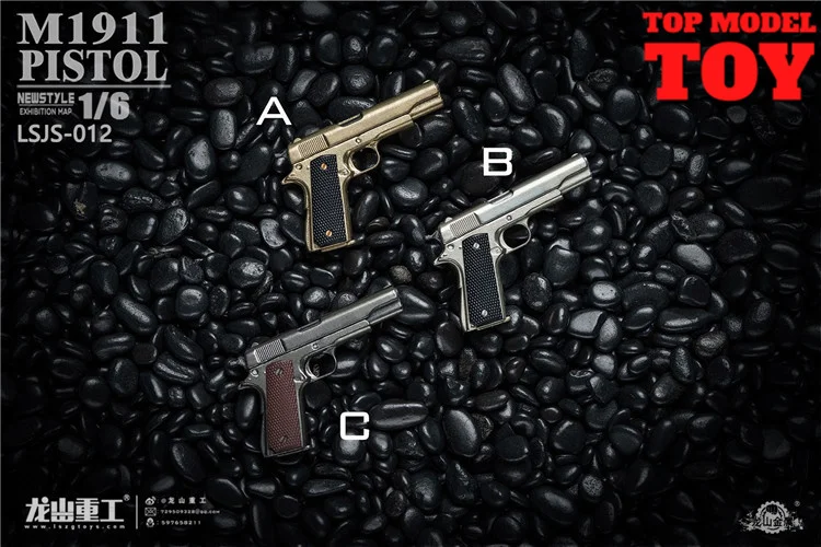 LSJS-012 LSJS-011 1/6 Die Casting Alloy M1911 Pistol Gun Model 12'' Doll Toys Action Figure Weapon Accessories For Soldier