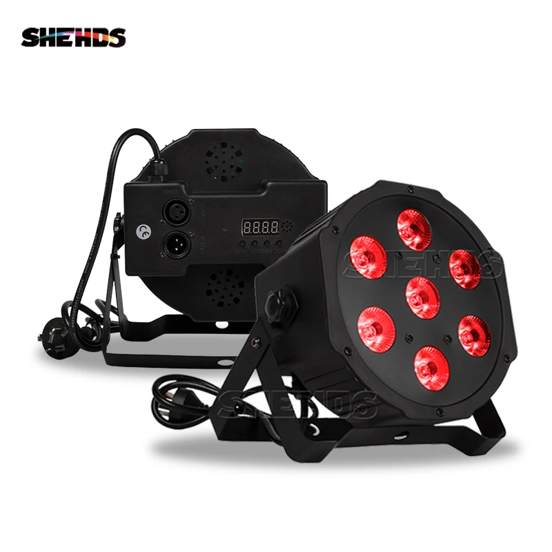 SHEHDS LED 7x12W RGBW Flat Par Light Fixed Plug Ultra-Quiet Fan Family Birthday Party Disco Family Club Stage Effect Light
