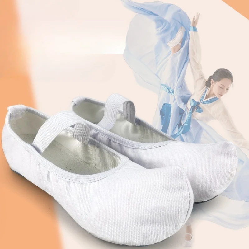 

Белые традиционные корейские танцевальные туфли с крючком для тренировок в помещении, подходящие для детей и взрослых, парусиновая верхняя часть