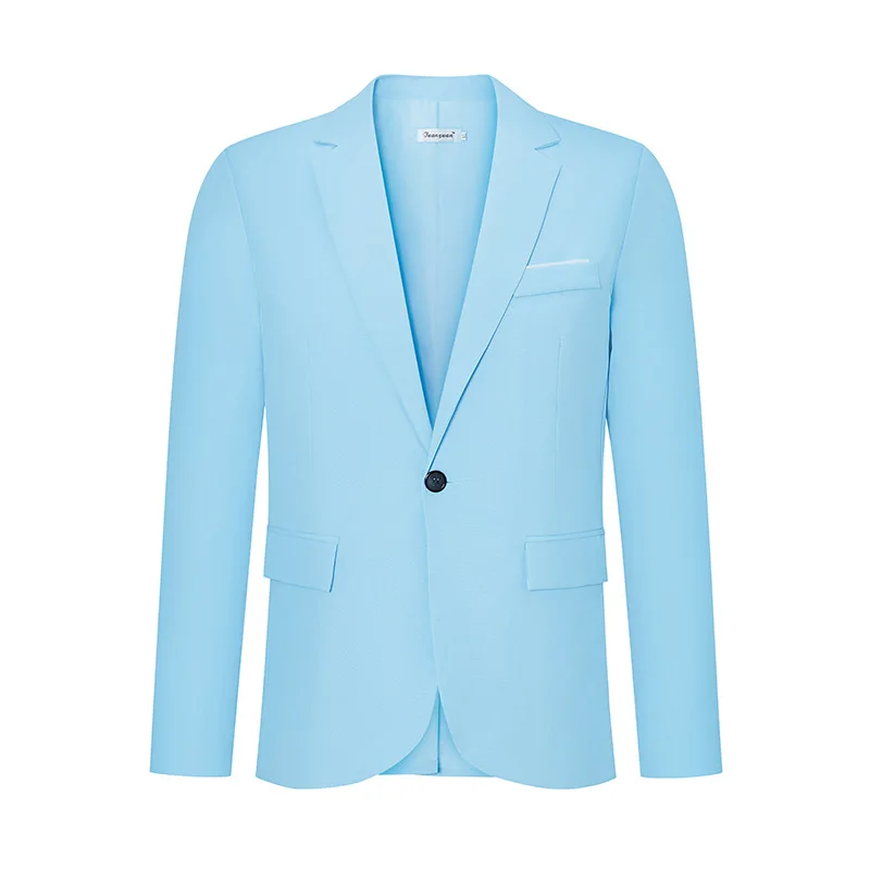 

Костюмы Slim Fit, мужской однотонный пиджак, пиджаки на одной пуговице, деловая куртка с отложным воротником и длинными рукавами, карманы, 2025 г., сращенные