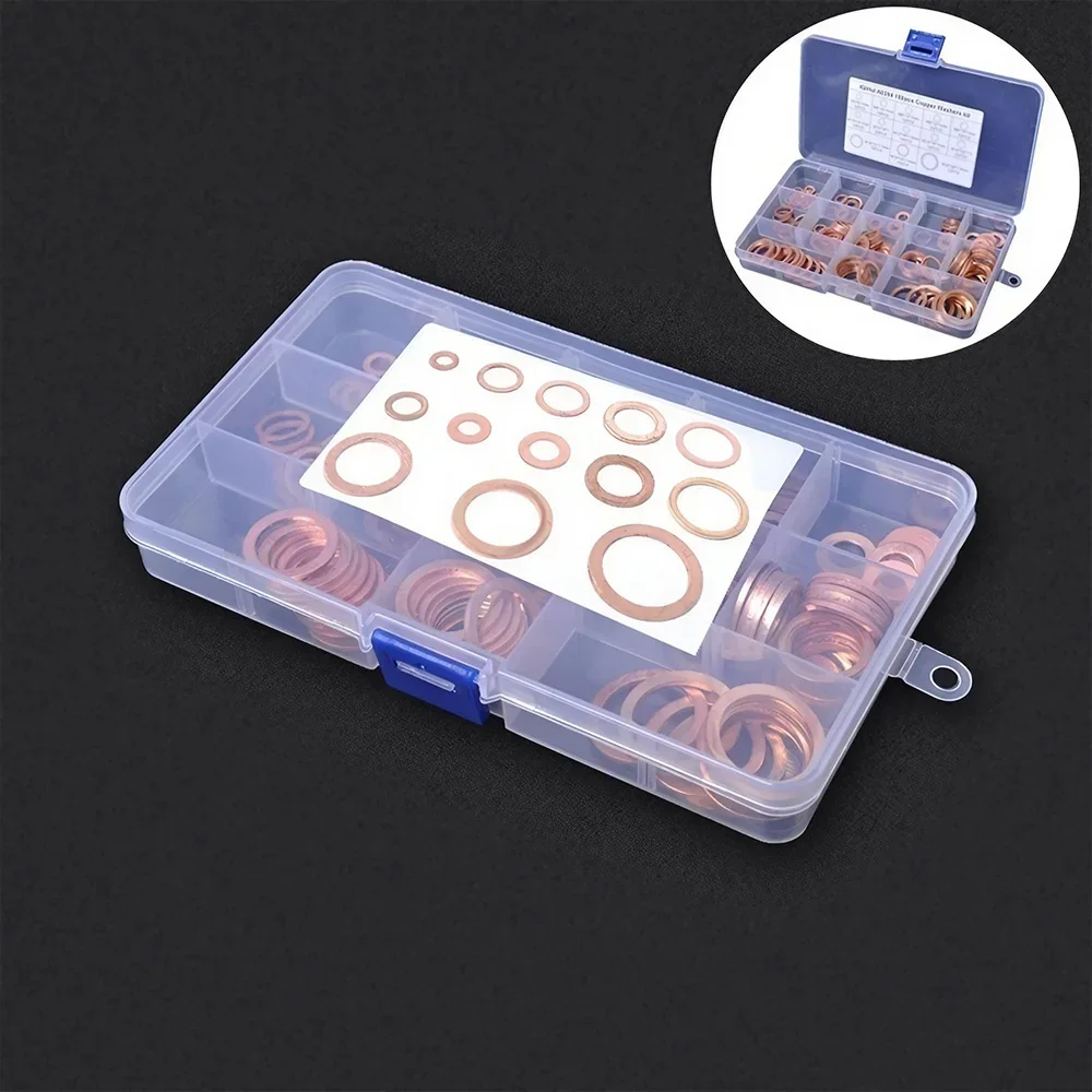 150/300 Uds sellado de cobre junta sólida arandela tapón de sumidero aceite anillo de sello plano herramienta accesorios de Hardware