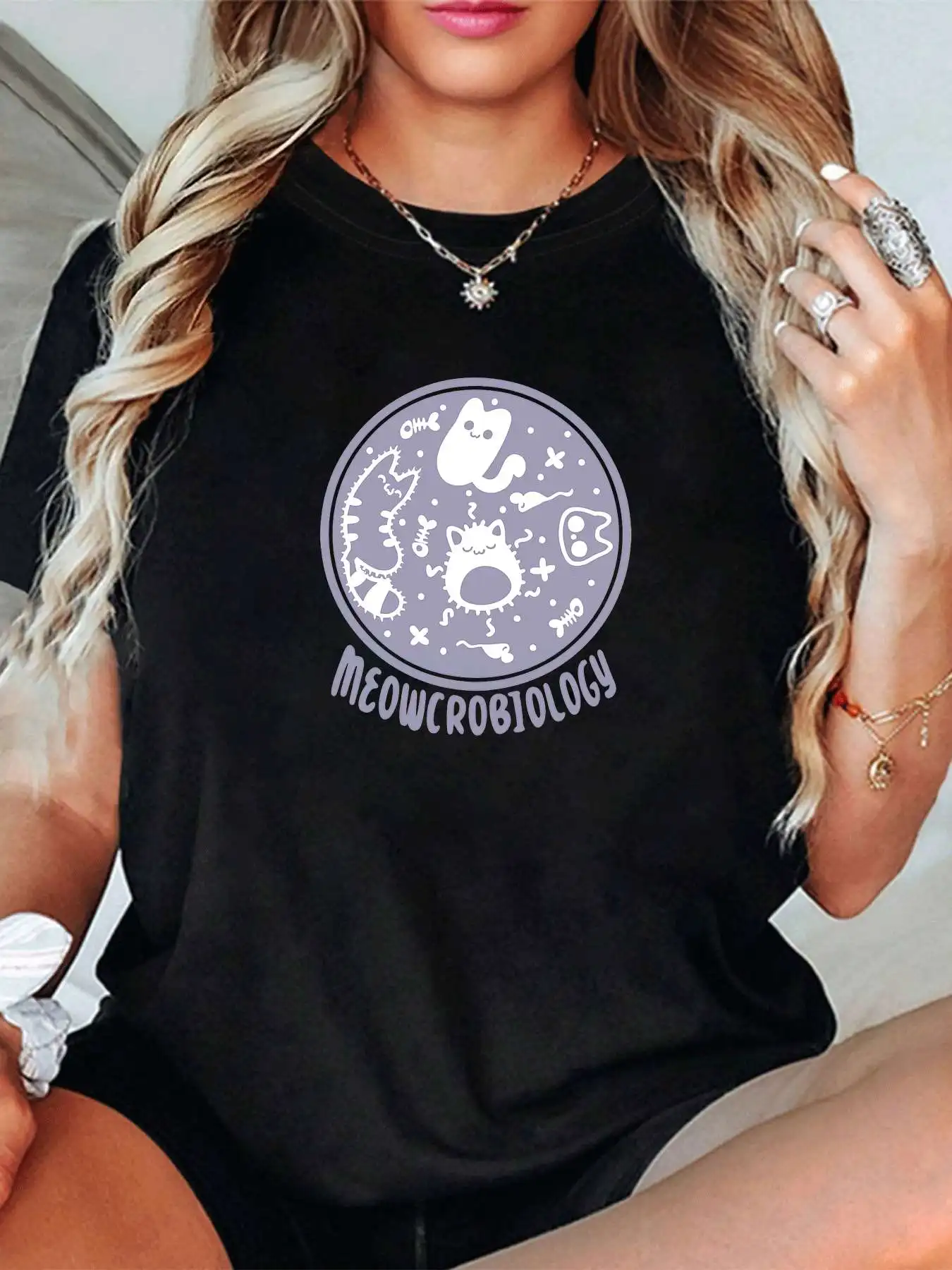 

【1026072】 Женская футболка больших размеров с круглым вырезом и короткими рукавами, эластичными рукавами и модными принтами