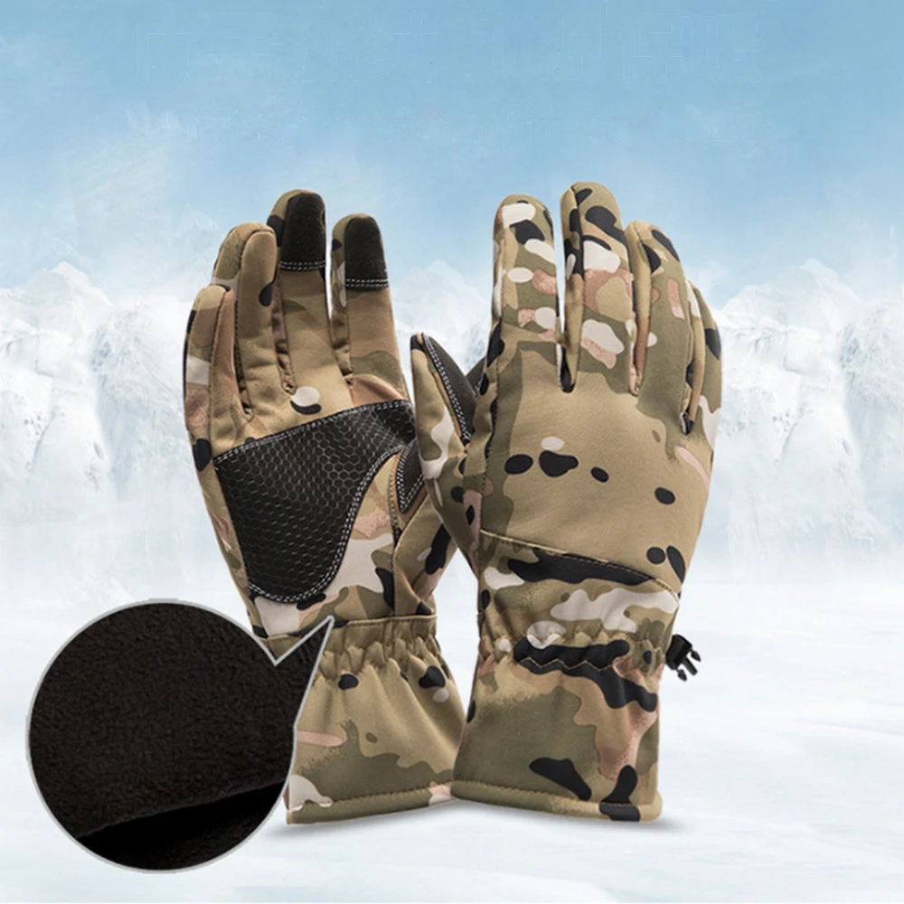 Winter Gloves Warm Waterproof Non-Slip Fishing Gloves Motorcycle Gloves Winter Camo Hunting Ski Camping Gloves