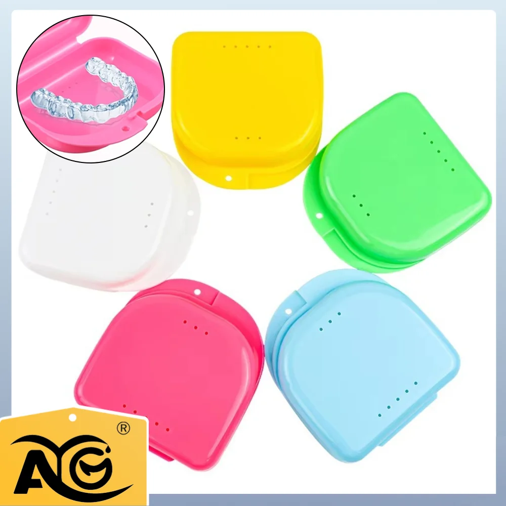 AG 5Pcs Brace storage Box Dental Orthodontic Retainer Box Case Plastic Teeth Container Denture Box False Teeth Protective Case