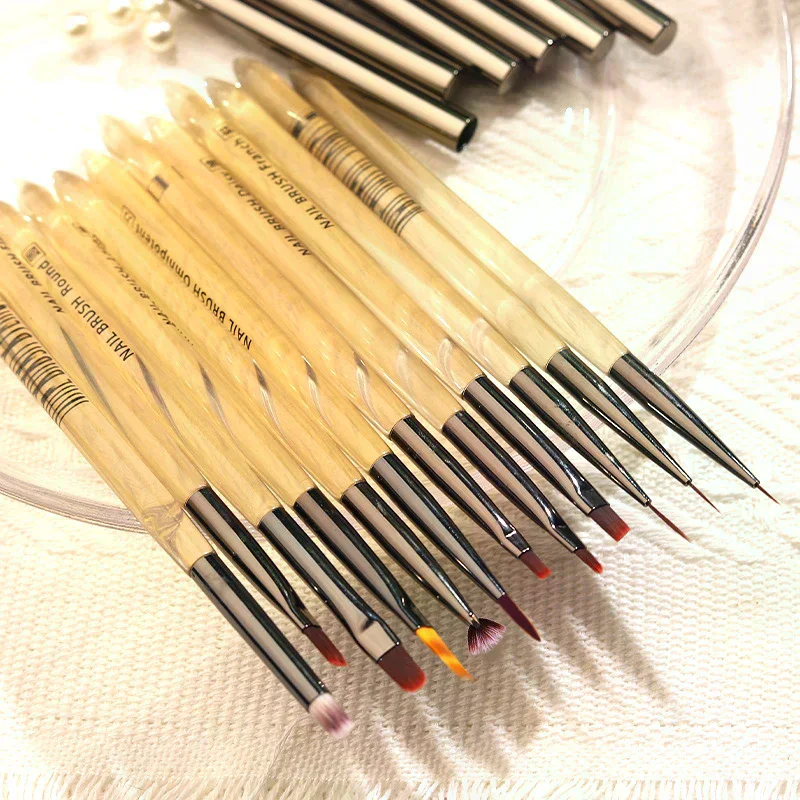 الأشعة فوق البنفسجية هلام مسمار فرشاة فنية الاكريليك رسم اللوحة الخط الفرنسي/زهرة القلم الأظافر تلميح التدرج بناء العلاج بالضوء فرشاة مانيكير #2