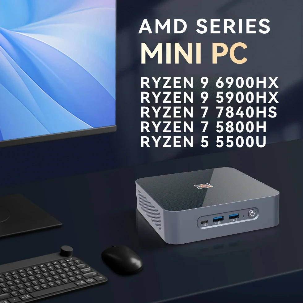 Mini PC AMD Ryzen 7 7735HS 7840HS 16GB LPDDR5 M.2 NVME SSD PICE4.0 WiFi6 BT5.0 Type-C USB4 4K PD3.0 2.5G Ethernet Windows 11