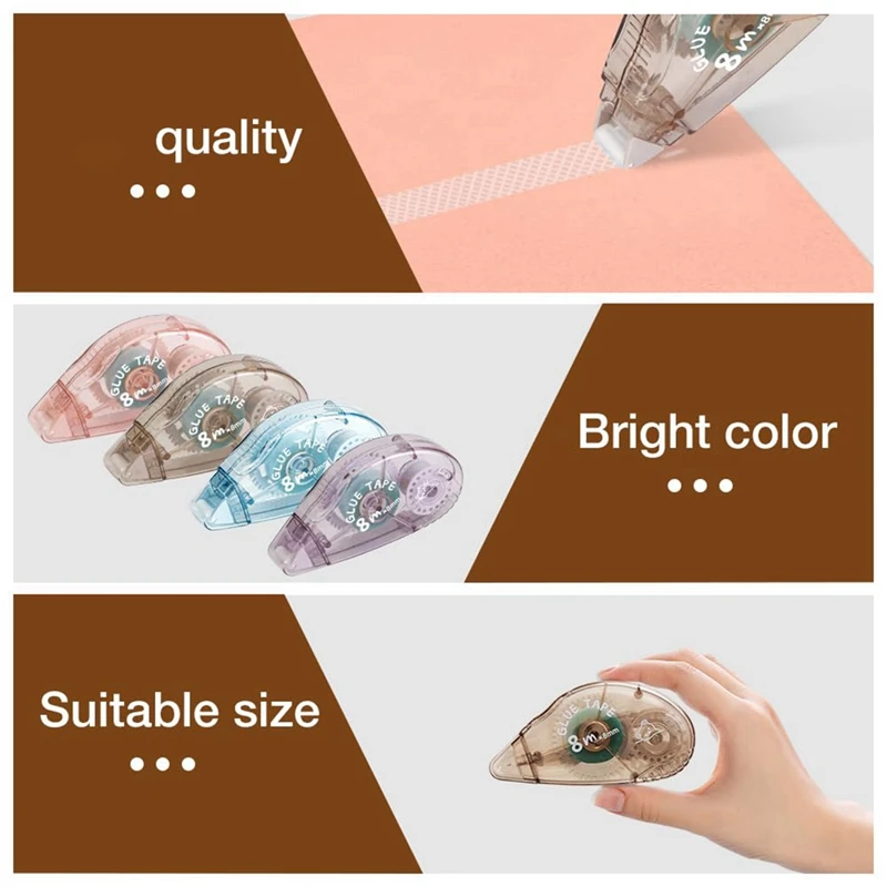 Двусторонний роликовый скотч-8 упаковок, клейкая лента для скрапбукинга, ролик для бегуна (8 мм X 210 футов), легкая установка