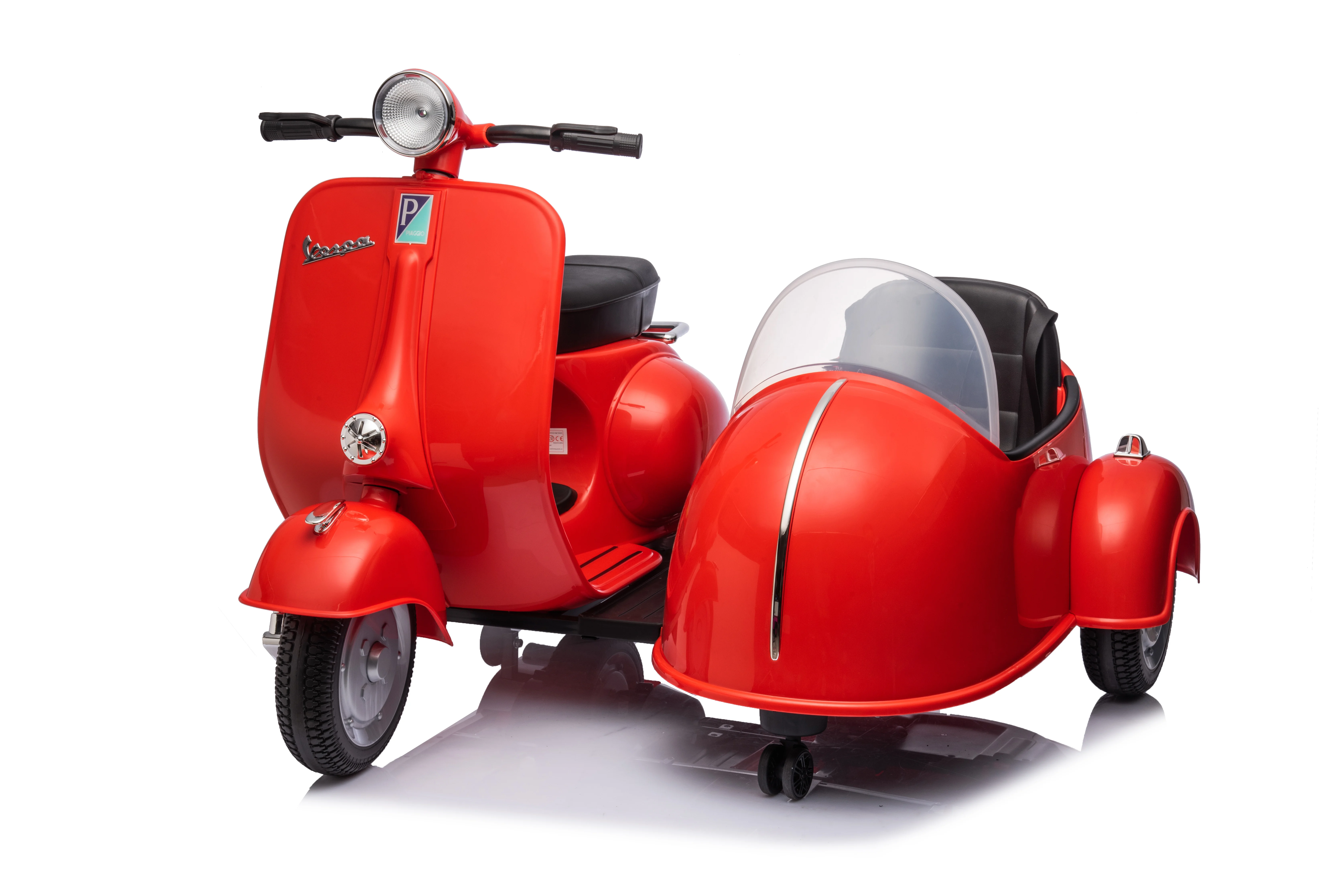 Motocicleta com carro lateral para crianças, carro elétrico com passeio, scooter Vespa, carro elétrico, 12V