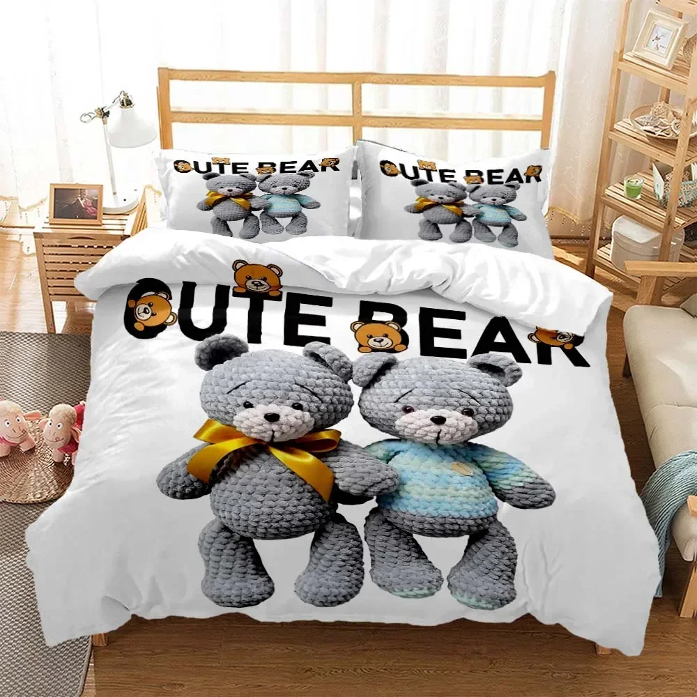 

Cute little bear Printed Comfortable Duvet Quilt Cover Pillowcase Bedding Set Children Bedroom Decoration Home Textile