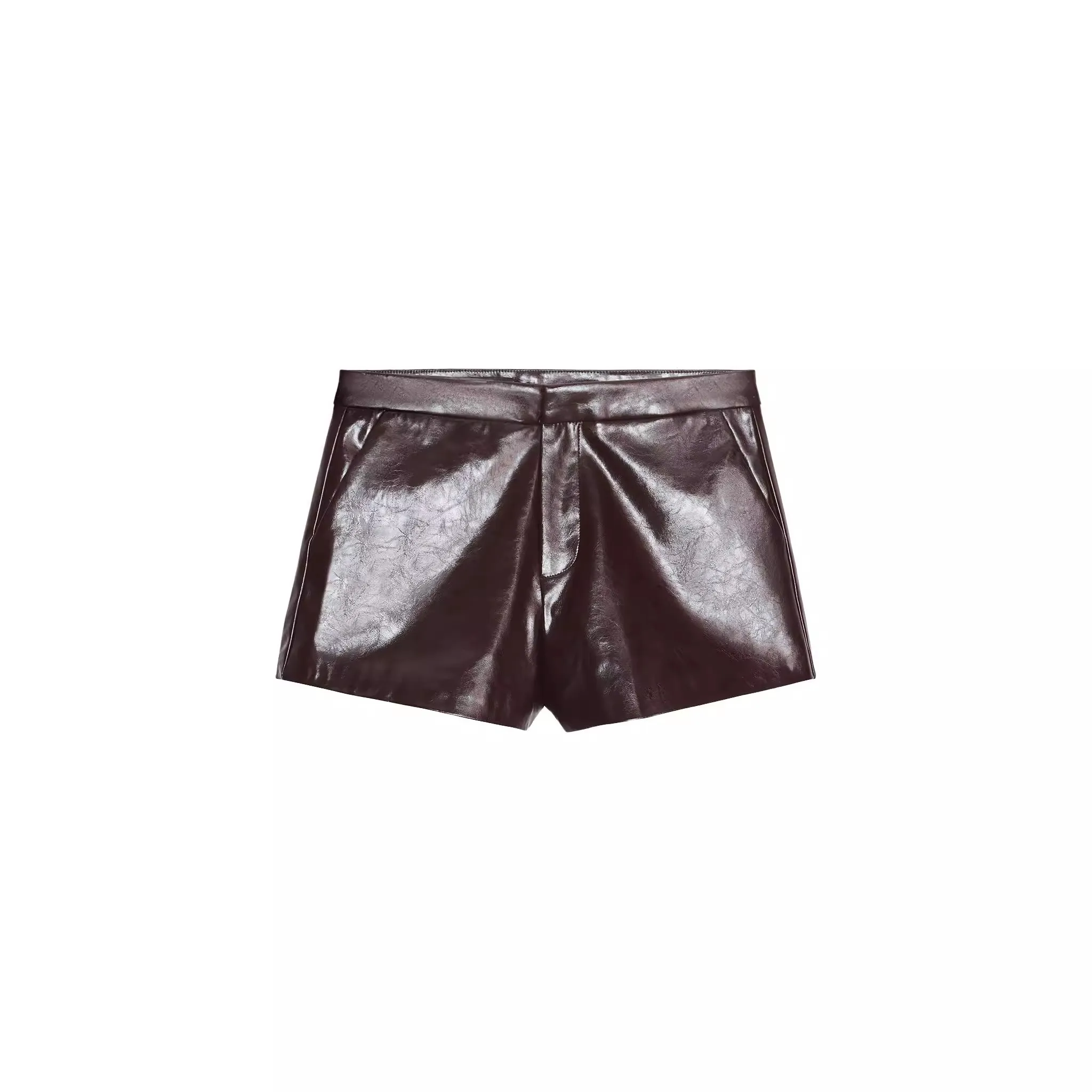 Faionable a vita alta in ecopelle orths da donna nuovo autunno 2025 Sli versatile pantaloni ort coreano Sle gamba dritta