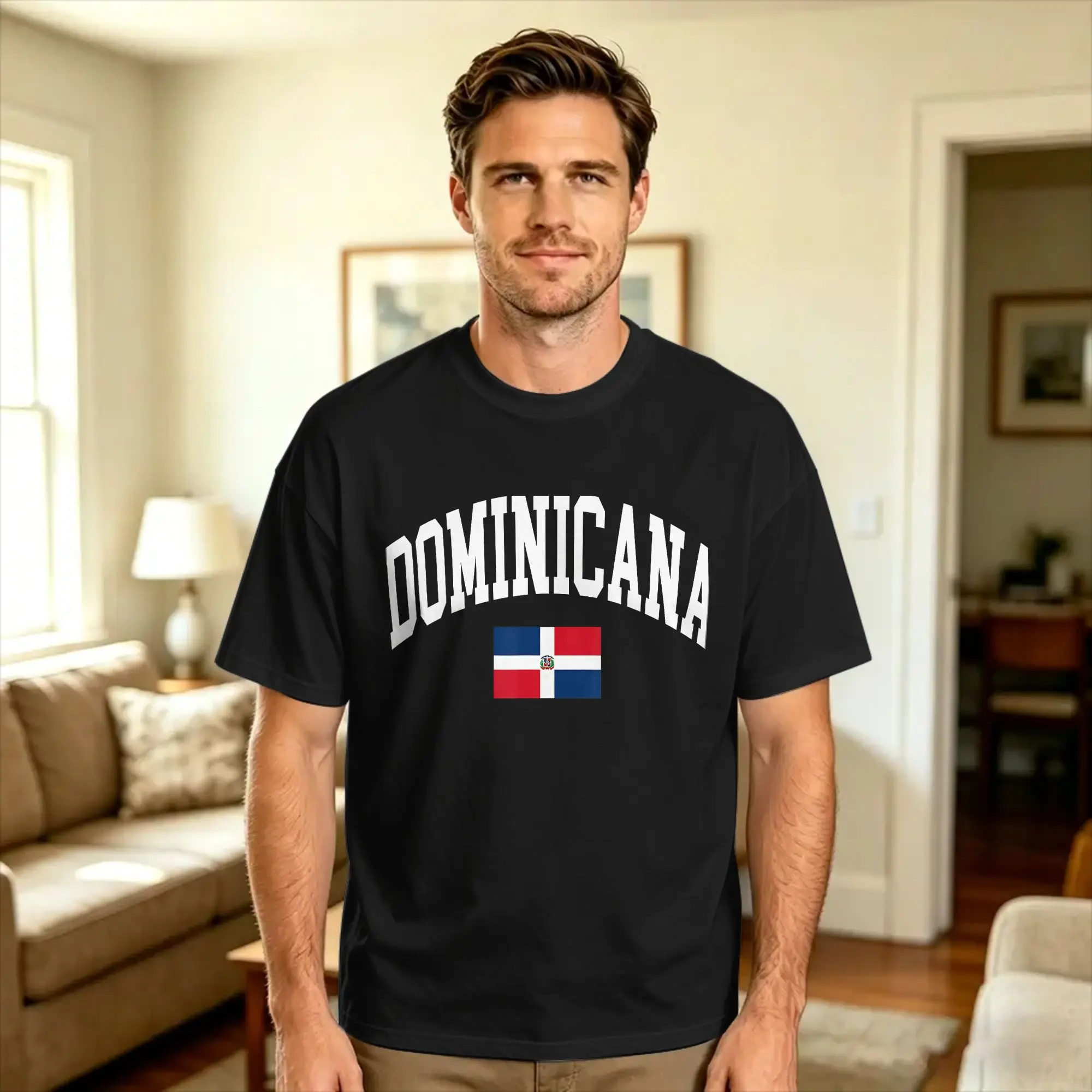 Dominican Republic Dominicana Flag Graphic Cotton T-Shirt For Adult Summer  Vintage T-Shirts Fashion Tees Plus Size Clothes