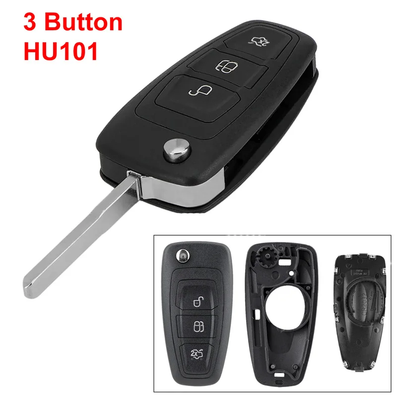 

3-кнопочный чехол для дистанционного ключа автомобиля, чехол для Ford C-Max Focus Mondeo S-Max Galaxy Transit Fiesta Kuga, сменные аксессуары