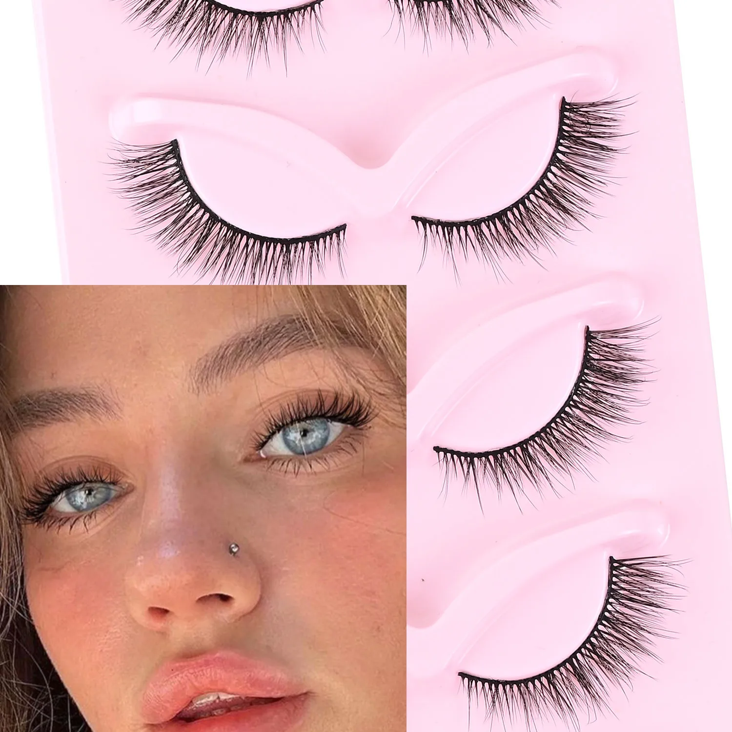 New Makeup 5-pair Light Fox Eyelashes Elongated End of The Eye Whole Cluster of Natural Fluffy False Eyelashes