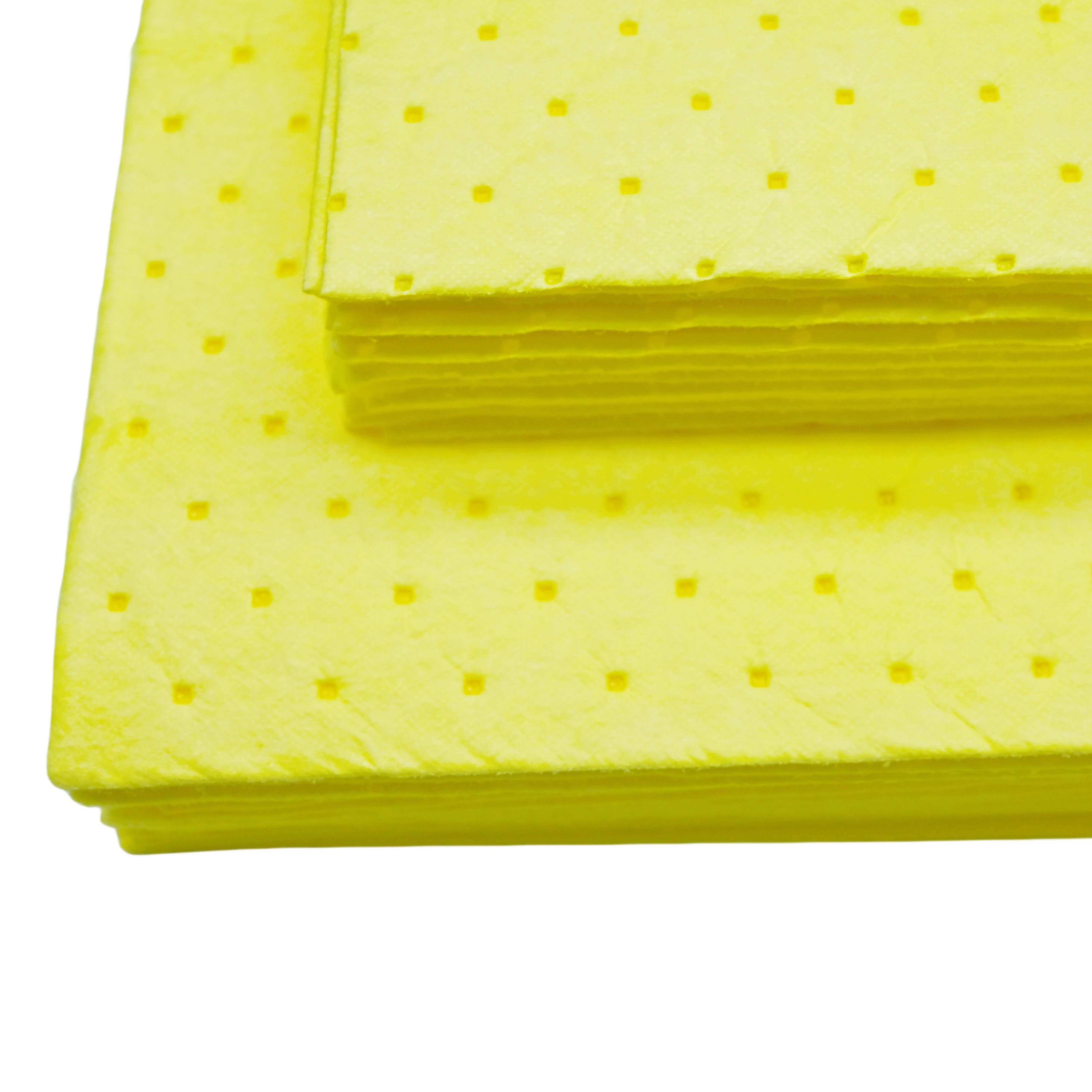 Tampone di assorbimento dell'olio facile da strappare di livello professionale perforato giallo di fabbrica per prevenire fuoriuscite chimiche