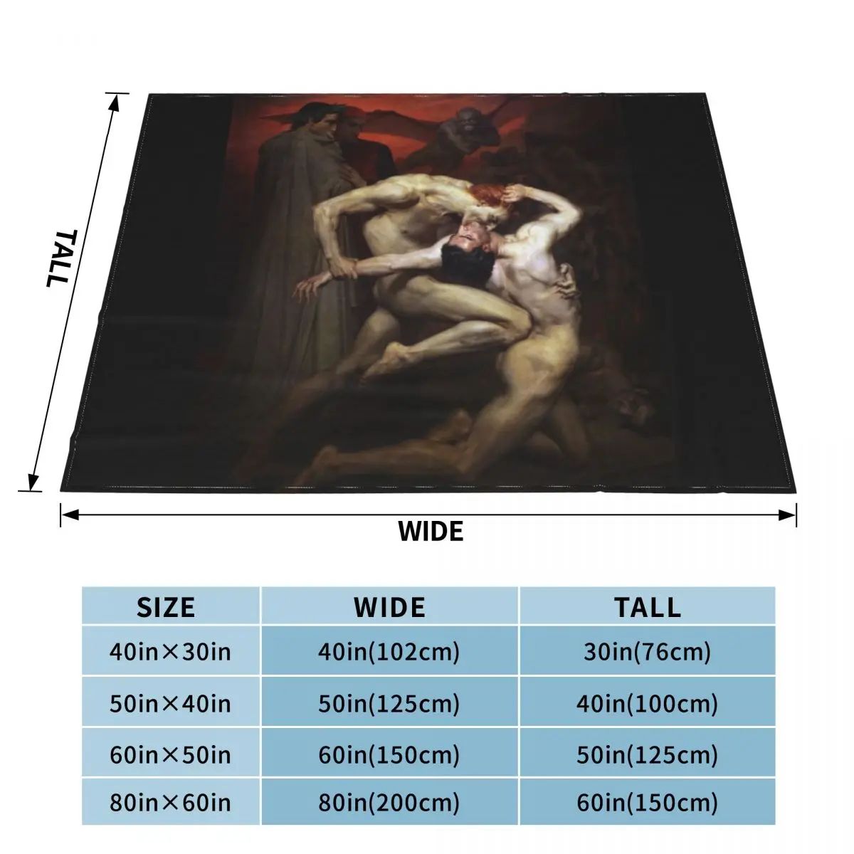 Dante and Virgil - William Adolphe Bouguereau Throw Blanket Thin Fluffy Softs Bed Fashionable Blankets