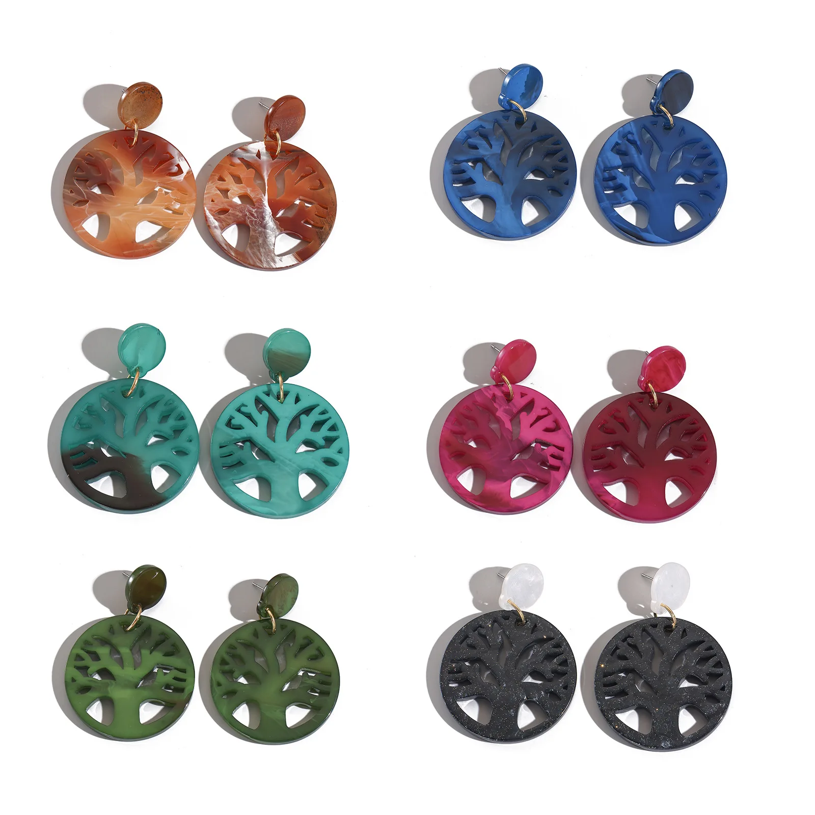 DIY accessories Cross-border foreign trade high-end hollow tree earrings, acrylic earrings, holiday style retro simple jewelry w