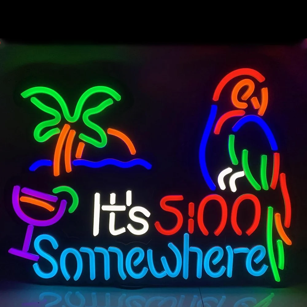 It's 5:00 Somewhere Neon Light Sign Home Bar Pub Recreation Room Game Lights Windows Wall Signs Party Birthday Bedroom Bedside