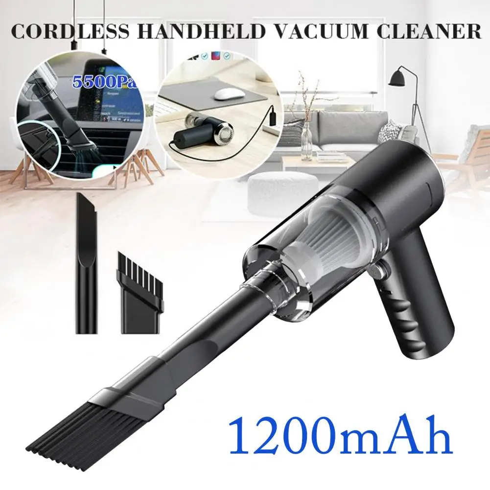 Cordless Car Vacuum Cleaner with Powerful Suction Ergonomic Handle Low Noise Portable Handheld Car Vacuum with 2 Nozzles Kit