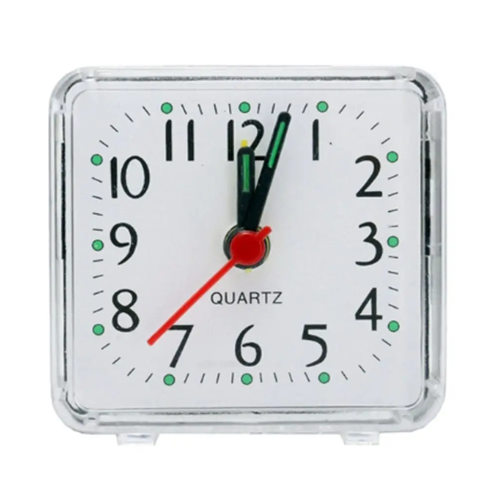 Small Alarm Clock Mute Square Alarm Clock Transparent Candy Color Mini Table Clock Square Stably Stand ​Bedroom