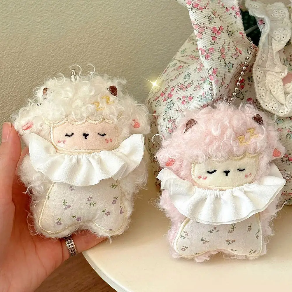 Cute Curly Sheep Keychain Sleeping Lamb Pendant Fashion Bag Charm For Backpack Key Decor For Students Girls Gifts
