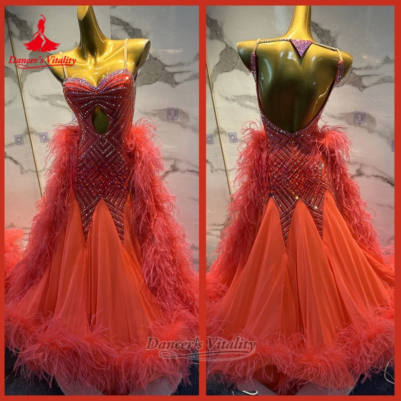 Latin Championships Luxurious AB Stones Dancing Dresses Adult Viennese Waltz Perform Outfit High-end Customize Dancer's Vitality