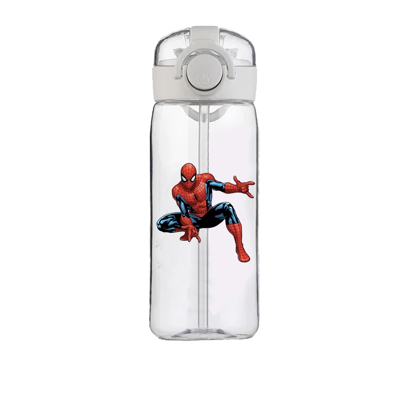 400ML New Marvel Water Cup Large Capacity Food Grade Plastic Heat Resistant Kettle Cartoon Spider-Man Boy Girl Student Cup Gift