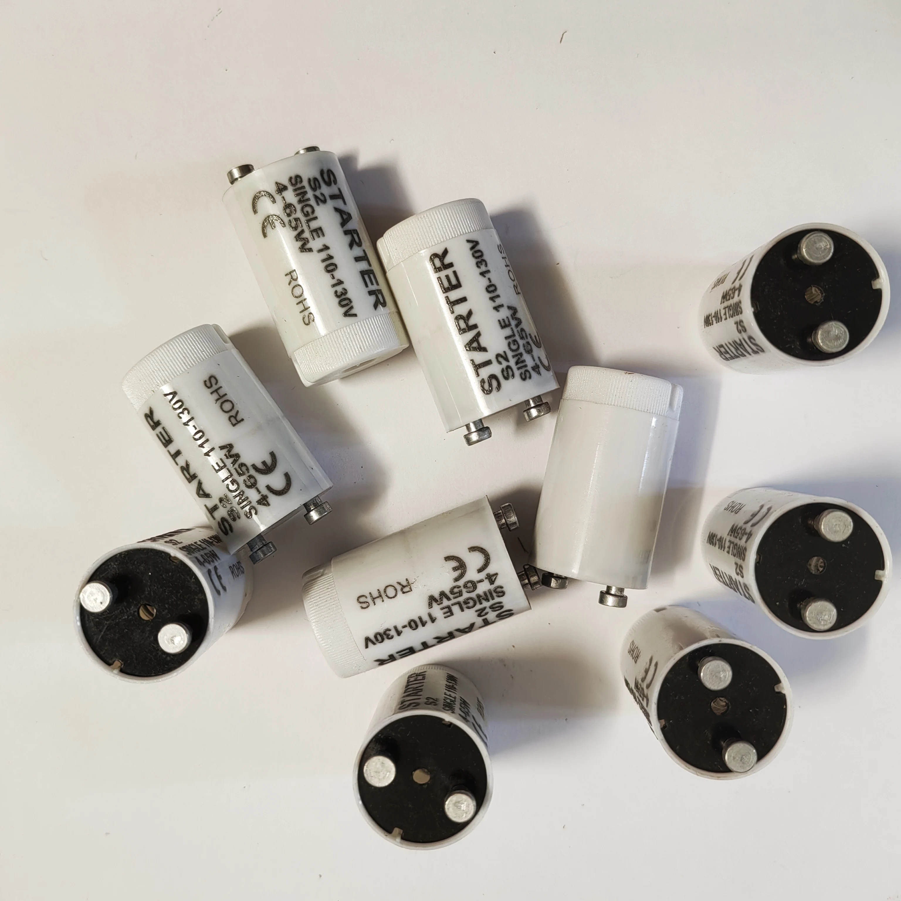 10pcs S2 Fuse Starter for AC110V-130V 4-65W Fluorescent Tube Explosion-proof Inductor Bracket Fuse Starters CE ROHS