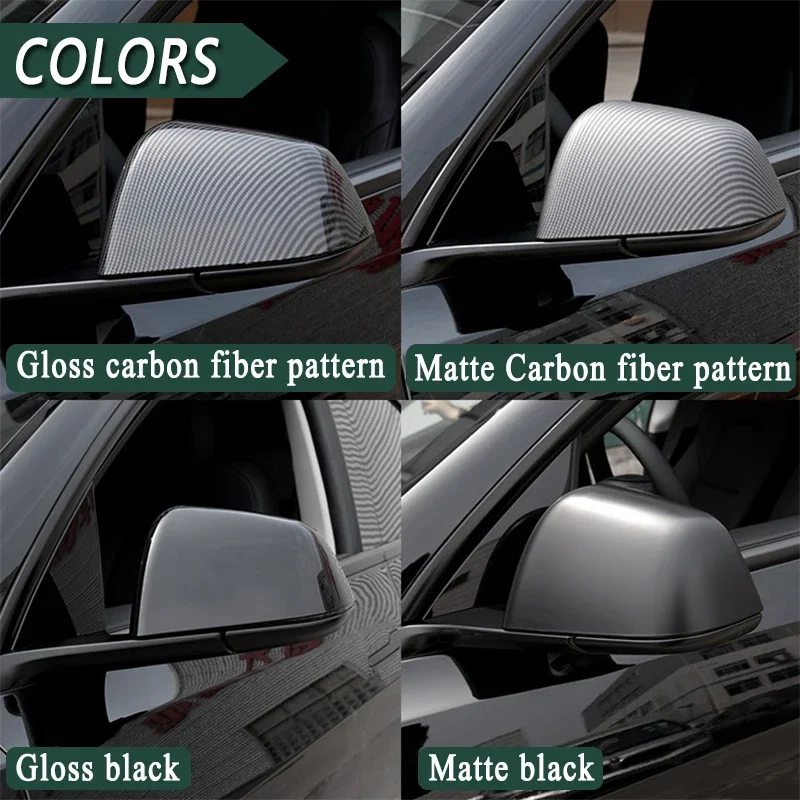 ل تسلا نموذج Y 2019-2023 الجانب مرآة الرؤية الخلفية غطاء أسود ألياف الكربون نظرة ABS مرآة حماية الديكور الإسكان غطاء #2