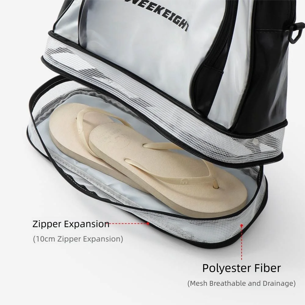 

Large Capacity PVC Swimming Bag Waterproof PVC Material Sports Gym Bag Wet Dry Separate Compartment Large Washing Beach Pool Bag